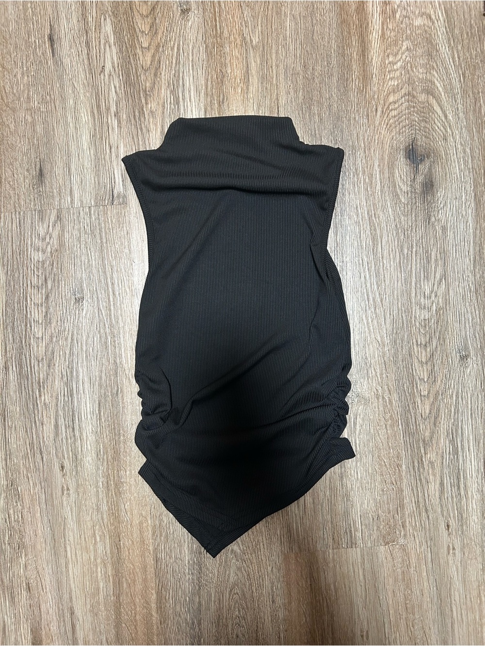 SHEIN Black Ribbed Sleeveless Mock Neck Tank